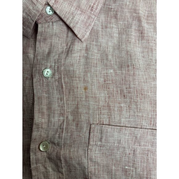 Fabindia Mens Red Linen Button-Up Long-Sleeve Shirt Size 40 - Picture 4 of 6